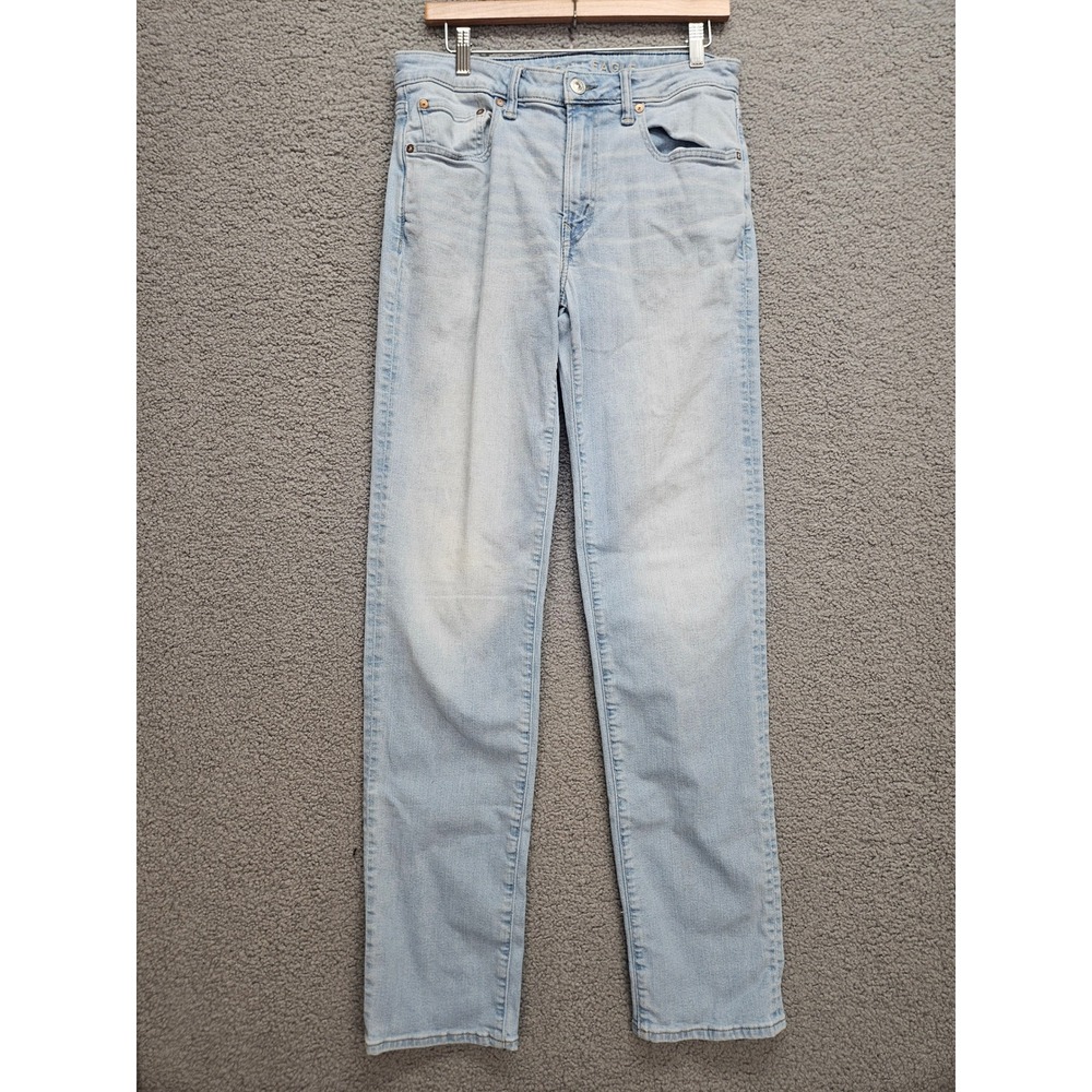American Eagle Athletic Straight Jeans 32x36 Light Wash Airflex+ Stretch Denim